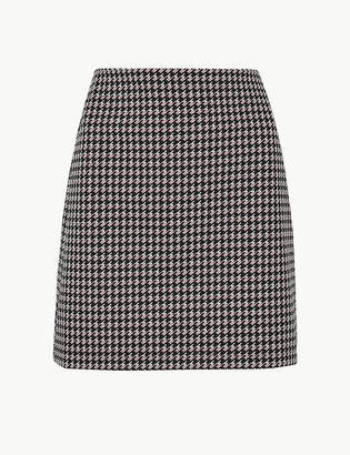 Marks and Spencer Dogtooth Checked Jersey A-Line Skirt