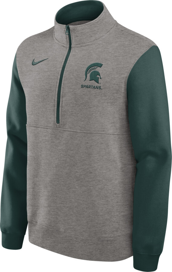 Nike Michigan State Club Men's College 1/2-Zip Crew in Grey | 02JW075NMST-7HV