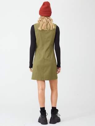 Tommy Jeans Dungaree Dress - Olive