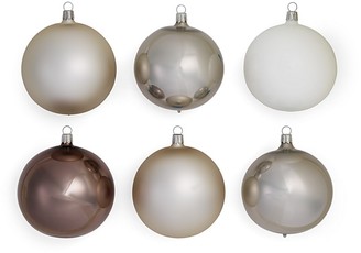 Bloomingdale's Shiny and Matte Silver Glass Ball Ornaments, Set of 6