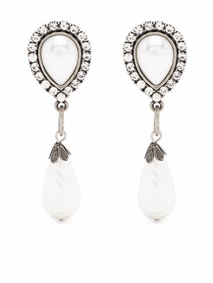Alessandra Rich Drop Pearl Earrings