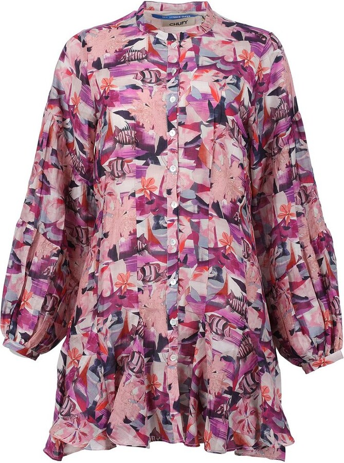 CHUFY Floral Button-Down Mini Dress