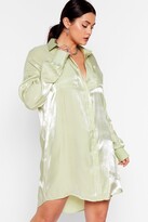 Thumbnail for your product : Nasty Gal Womens Plus Size Metallic Longline Shirt Dress - Green - 20