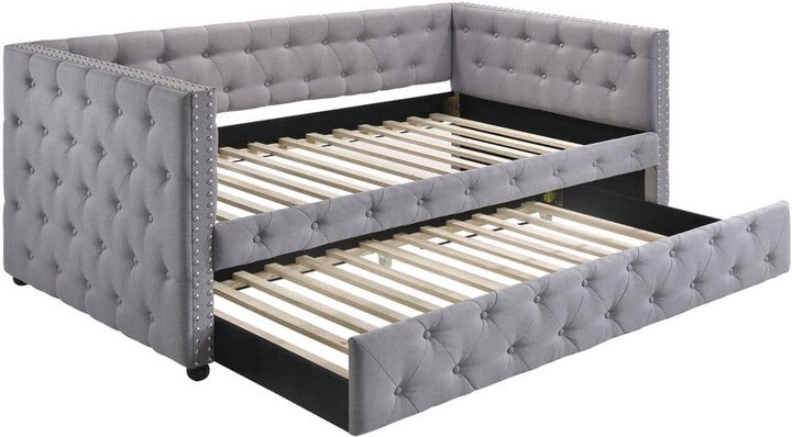 Coaster Mockern Gray Twin Tufted Upholstered Daybed with Trundle