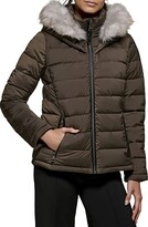 Thumbnail for your product : DKNY Faux Fur Trim Hooded Puffer