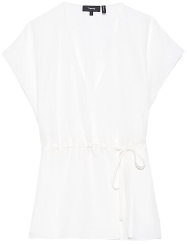 Theory Relaxed Silk Wrap Blouse - ShopStyle Tops