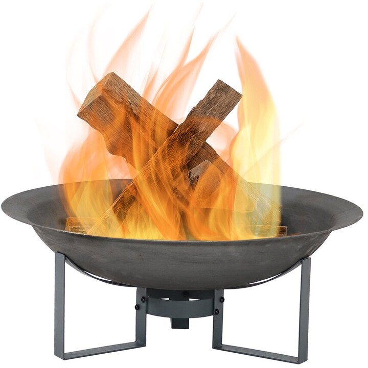 Sunnydaze 23In Fire Pit Cast Iron Modern WoodBurning Fire Bowl With