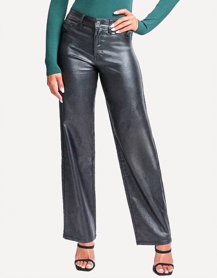 YMI Jeanswear High Rise Straight Leg Pant In Black Metallic