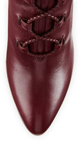 Thumbnail for your product : Valentino Leather Lace-Up 100mm Bootie, Rubin
