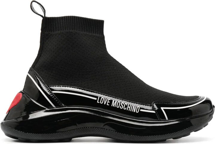 Love Moschino Logo-Embossed High-Top Sneakers