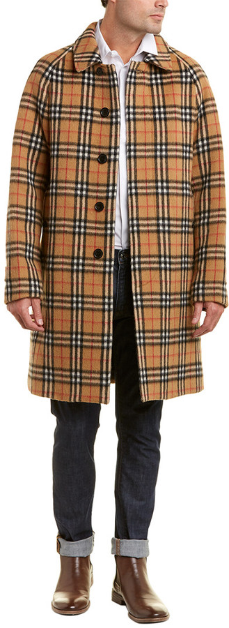 burberry check wool coat