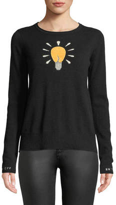 Lisa Todd Lighten Up Textured Lightbulb Cashmere Pullover Sweater w/ Embroidered Cuffs