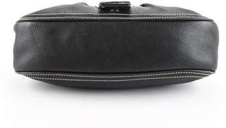 Celine Black Pebbled Leather Gold Tone Stitched Trim Shoulder Handbag FAN3150JHL