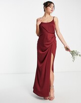 Thumbnail for your product : ASOS DESIGN Bridesmaid cami maxi dress with drape detail skirt in wine