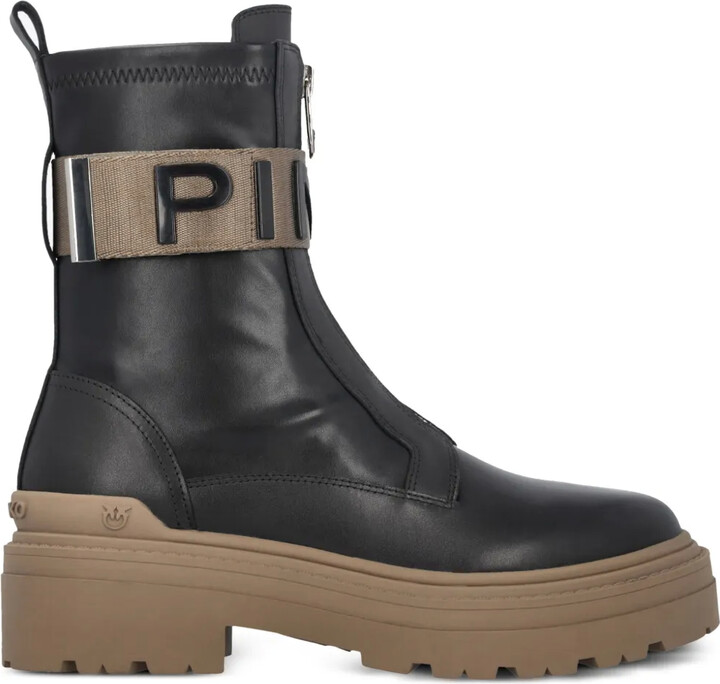 Pinko Mia logo-strap ankle boots