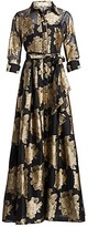 Thumbnail for your product : Teri Jon by Rickie Freeman Collared Floral Belted Gown