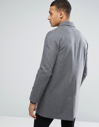 ASOS Wool Mix Trench Coat In Light Gray Marl