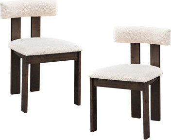 2pcs Modern Wooden Chairs - Boucle Covered, Solid Wood Frame, For Everyday Use Upholstered Dining Comfortable