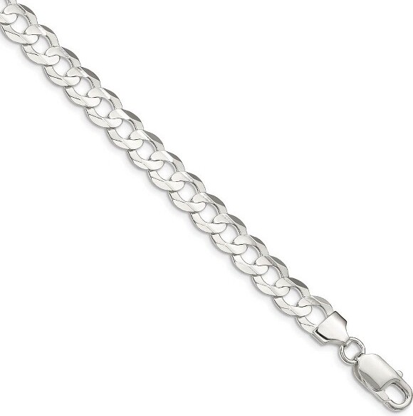 Black Bow Jewelry Co. BlackBowJewelry8mmSterlingSilverSolidConcaveBeveledCurbChainBracelet7Inch