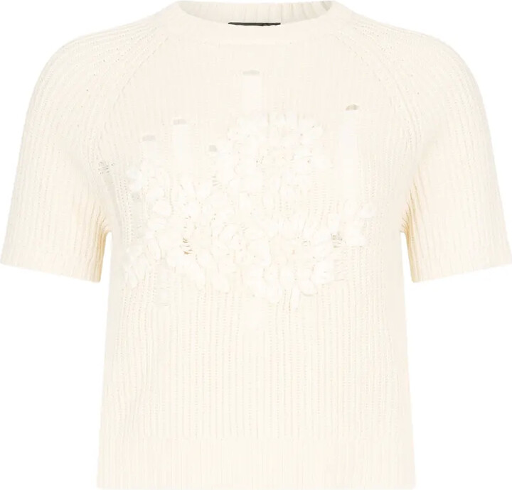 Liu Jo Raffia-Embroidered Sweater