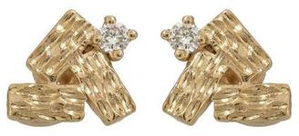 Suzanne Kalan Gold Baguette Cluster White Diamond Earrings