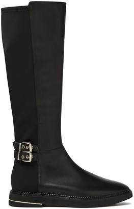DKNY Lena Buckled Leather And Scuba Boots