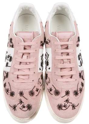 Valentino Suede Embellished Sneakers