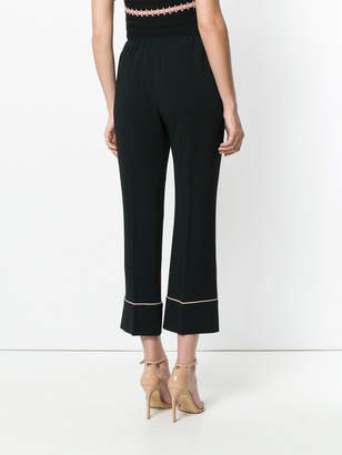 No.21 cropped contrast piped trim trousers