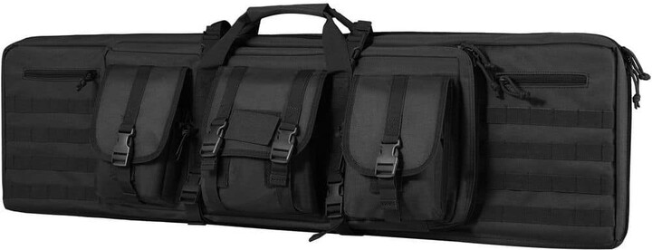 SKYSHALO Rifle Bag, 36 in. Black Backpacks, Tactical Double Long Gun Bag, Soft Rifle Case with Lockable Zipper, Portable Handle