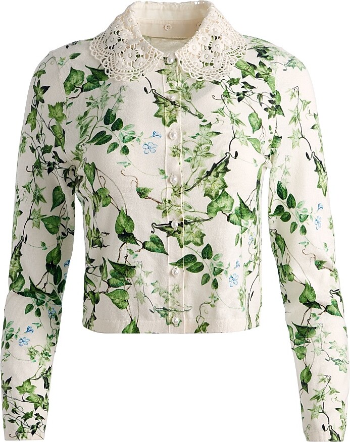 Alice + Olivia Women's Carson Lace Collar Cardigan - Vineyard - Size XS