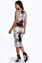 Thumbnail for your product : boohoo Evie Floral Border Crop Top & Midi Skirt Co-Ord Set