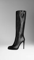 Thumbnail for your product : Burberry Embossed Check Panel Leather Boots