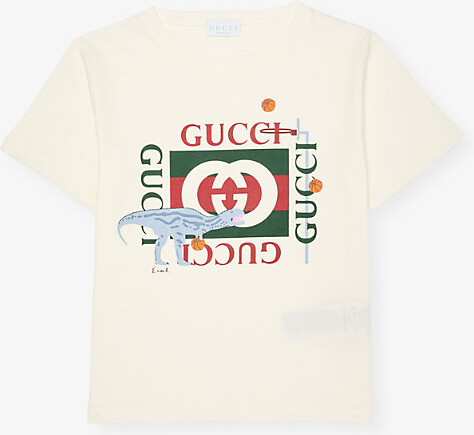 Gucci New White/Mc Branded-Print Cotton-Jersey T-Shirt 4-10 Years 6 Years