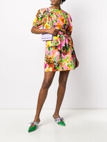 Thumbnail for your product : MSGM Abstract Floral-Print Belted Mini Dress