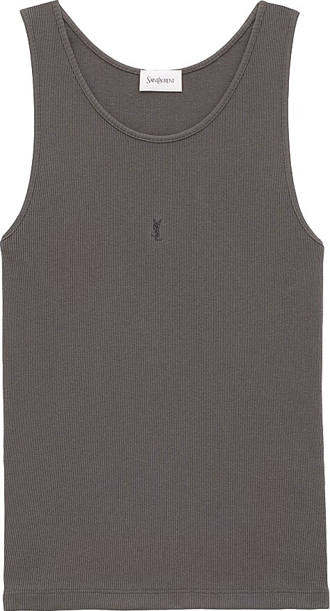 Saint Laurent Men's Cassandre Tank Top - Anthracite - Size Small
