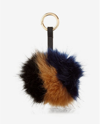 Express ok originals brown and black faux fur pom keychain and bag charm