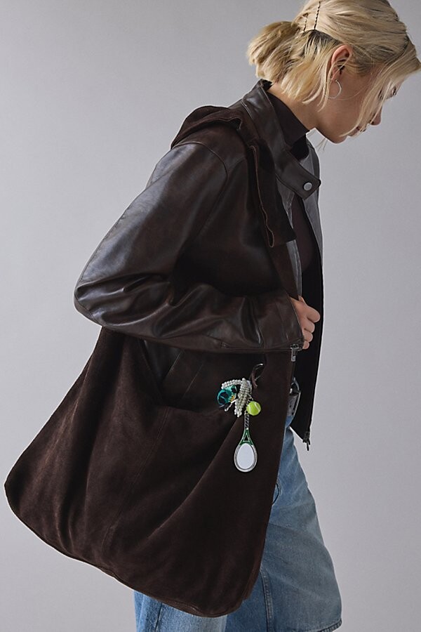 Kimchi & Blue Kimchi Blue Boston Bow Suede Hobo Bag in Chocolate Brown