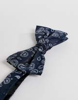 Thumbnail for your product : Selected Bow Tie And Pocket Square Set In Navy Paisley
