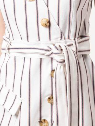 Derek Lam 10 Crosby Belted Asymmetrical Placket Pencil Striped Dress