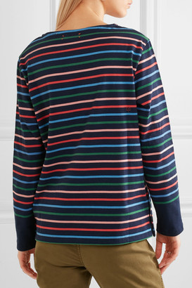 Chinti and Parker Printed Striped Cotton-jersey Top - Royal blue