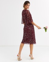 Thumbnail for your product : Maya Bridesmaid delicate sequin wrap midi dress wine