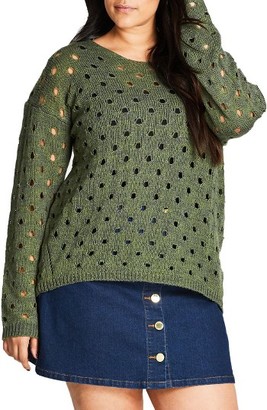 City Chic Plus Size Women's Open Spots Sweater