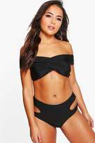 Thumbnail for your product : boohoo Petite High Waisted Cut Out Detail Bikini