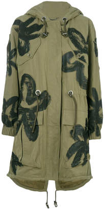 Moschino floral painted parka