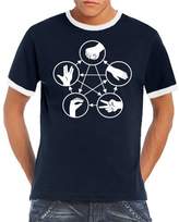 Thumbnail for your product : Touchlines Big Bang Theory Men's Ringer Contrast T-Shirt Stone Scissors Paper Lizard Spock white/black Size:L