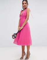 Thumbnail for your product : ASOS Cami Strap Tie Pleated Midi Dress