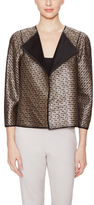 Thumbnail for your product : Lafayette 148 New York Tiana Jacquard Open Front Jacket With Leather Trim