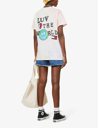 Tommy Jeans Luv The World logo-print cotton-jersey T-shirt