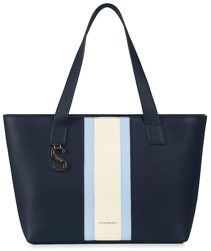 navy blue leather tote handbolsas