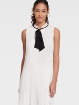 Thumbnail for your product : DKNY Women's Sleeveless Tie Neck Pleated Shift Dress - Cream/Black - Size 0